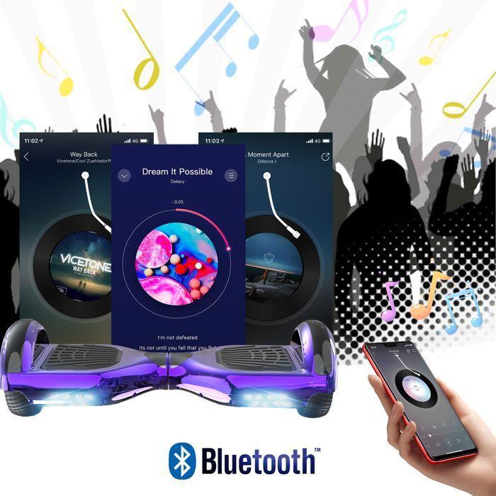Hoverboard 6,5 Zoll mit Bluetooth und LED - RCB - Perfektes Geschenk für Kinder Chromviolett