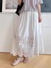 Nanyou Women's 2026 Spring French High Waist Embroidered Lace Maxi Skirt