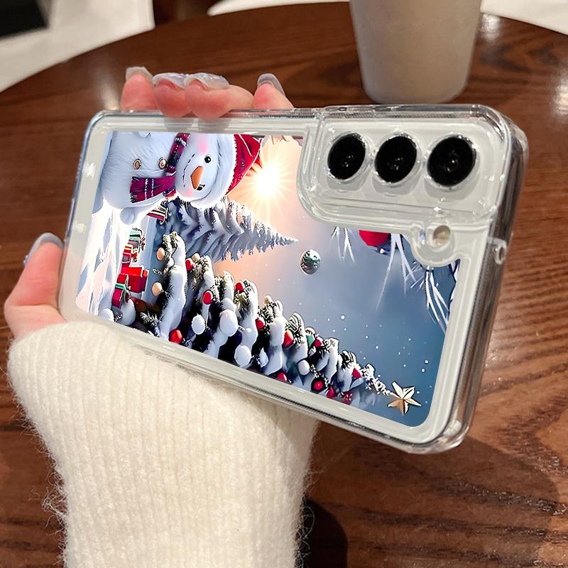Husă de Telefon cu Model Elan de Crăciun Pentru Samsung Galaxy S25 S24 S22 Ultra S23 S24 FE A17 A56 A16 A36 A26 A55 A15 A25 A54 5G Husă Moale Transparentă Rezistentă la Șocuri