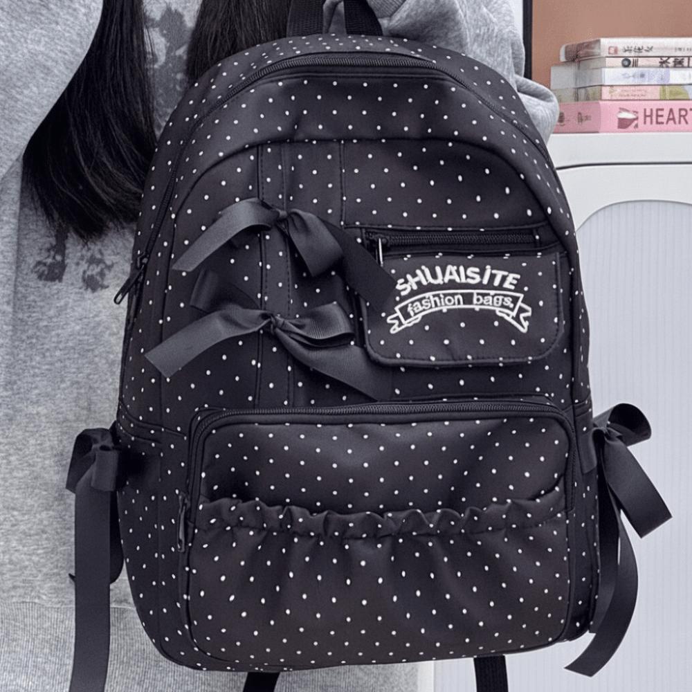 Nylon School Bag Multi-Compartment Daypack Vintage Travel Backpack For Students