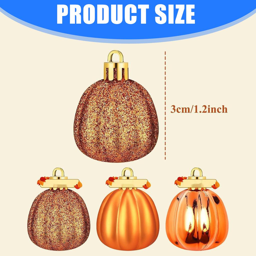 24 Pcs Pumpkin Ball Hanging Ornament Fall Pumpkin Thanksgiving Tree Decorations For Indoor Outdoor Christmas Party