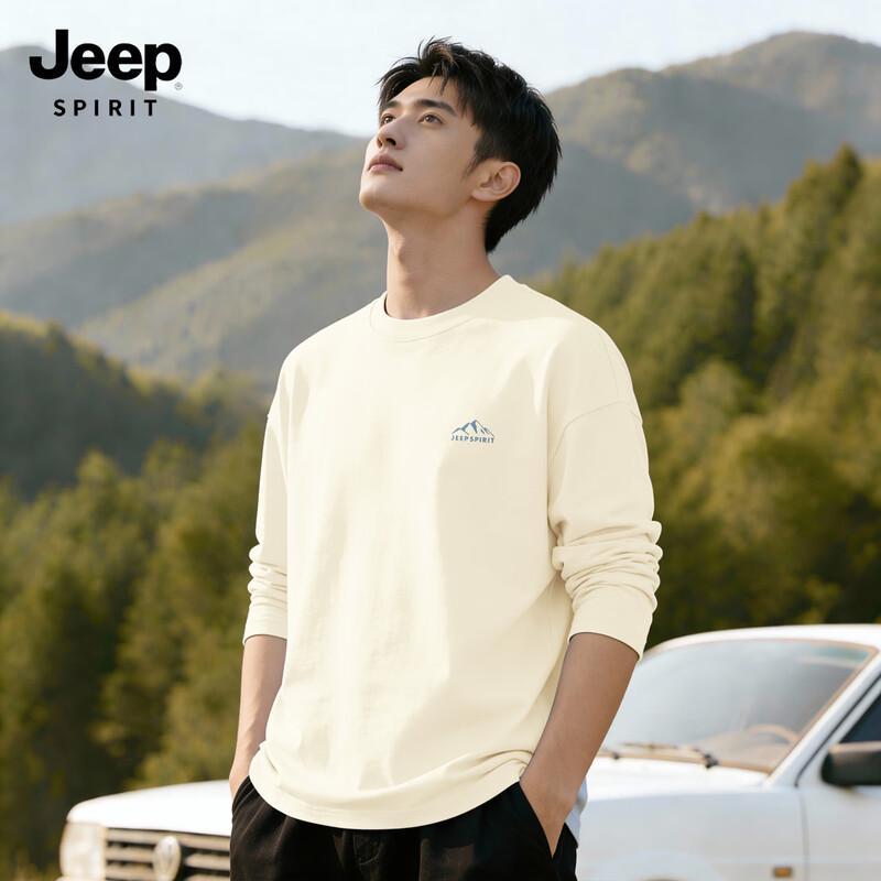 JEEP SPIRIT Men's Pure Cotton Long-Sleeve T-Shirt