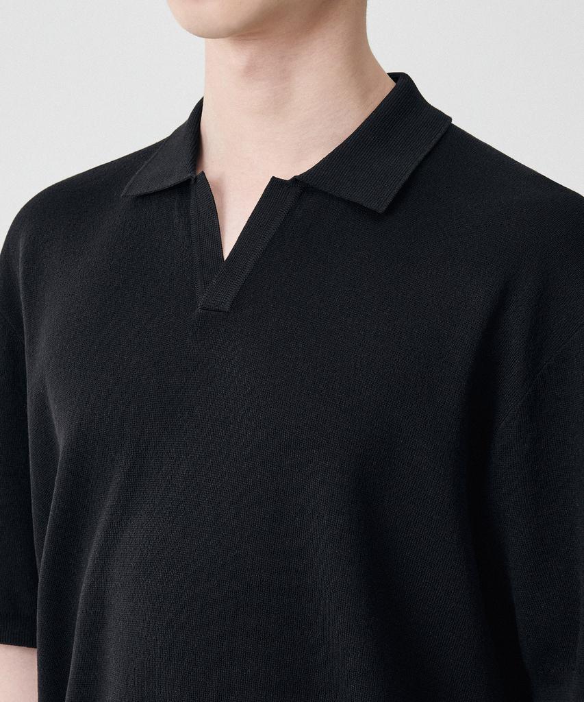 Musinsa Standard Cool Touch Slit Neck Knitted Polo Shirt [Black]