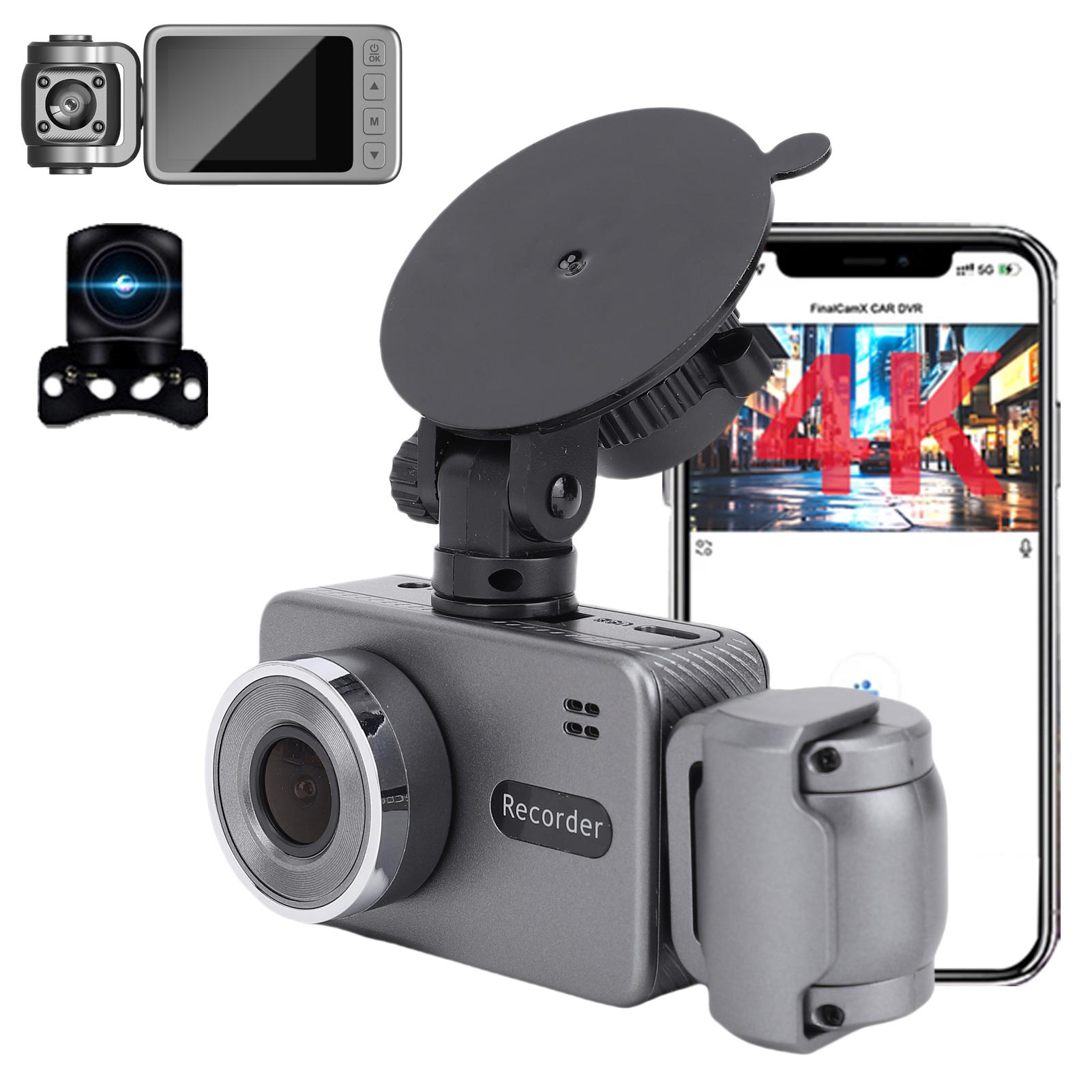 

4K Тройная видеокамера для автомобиля, 3 канала: передняя, салонная и задняя камера с 2,0-дюймовым IPS-экраном, мониторинг парковки, ночное видение,