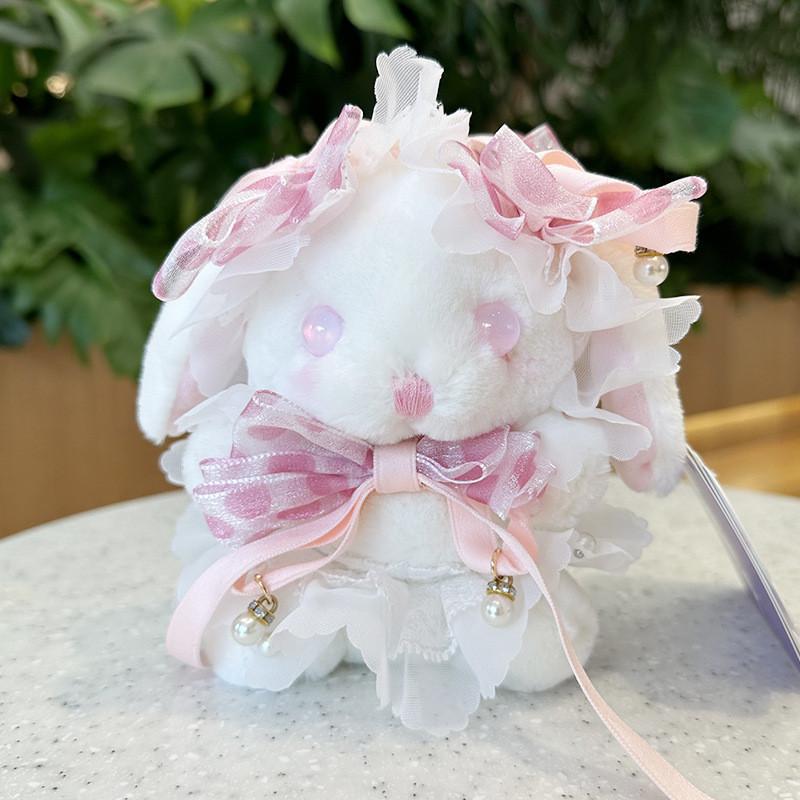 Cute Lolita Rabbit Pendant Plush Toy Soft Short Plush Doll Girl Gift Decor 14cm