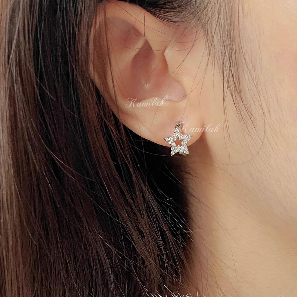 Star Zircon Yk Stud Earrings American Niche Design Sense Cold Retro Unique High-end Sense Women