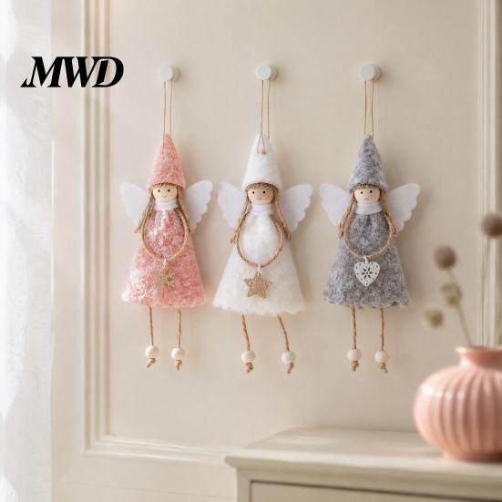 Pastel Christmas Gift Box Toppers Angel Doll Decoration, Plush Fairy Girl Pendant, Tree Hanging Fabric for Party Ornament Winter Holiday New Year Home