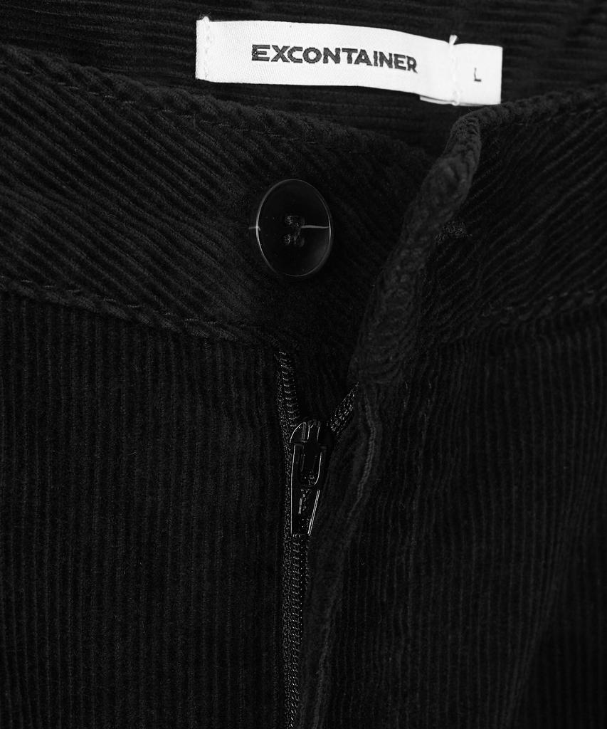 EXCONTAINER Single-Pleat Wide Corduroy Pants (Black)