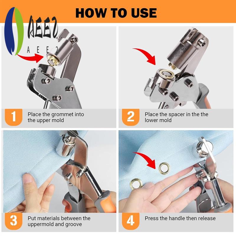 

AEE2-Grommet Tool Kit, 3/8 Inch (10Mm) Grommets, Grommet Eyelet Pliers Kit For Tarp/Leather/Crafts