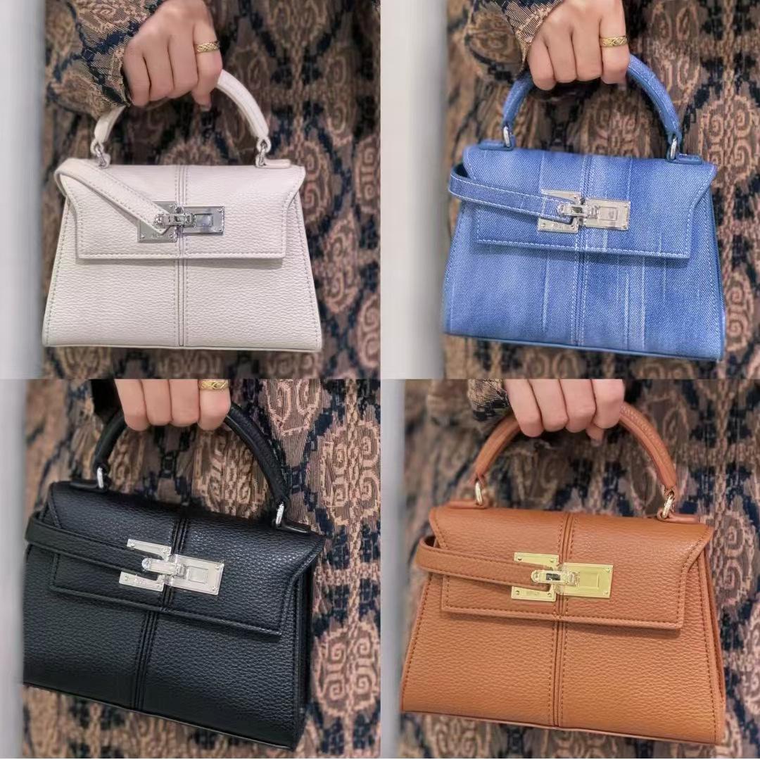 

Elise Trapezoid Crossbody Bag: Simple, Fashionable Genuine Leather Handbag with Kelly Texture for Women. 20x7x13.5 cm білий