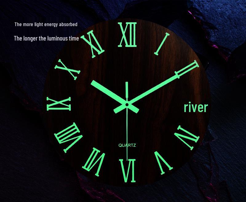 12" Luminous Silent Quartz Wall Clock - Creative Wooden Design for Living Room
