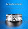 Men's Double Row Moissanite Ring: Sterling Silver, White Gold-Plated, 1 Carat Simulated Diamond with Certificate
