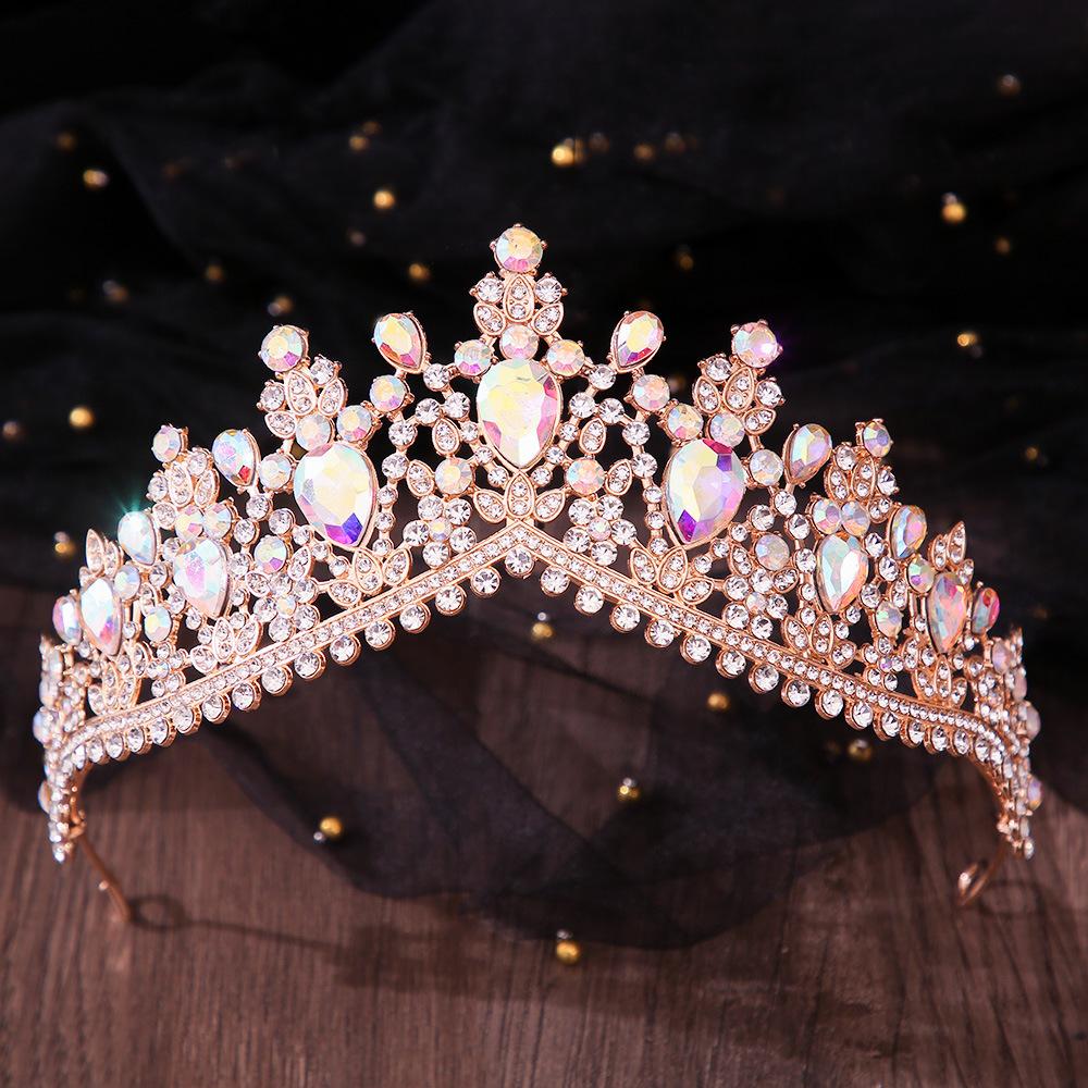 DIEZI 8 Colors Baroque Luxury AB Rhinestone Crystal Tiara For Women Wedding Party Elegant Bridal Bride Crown Hair Accessories