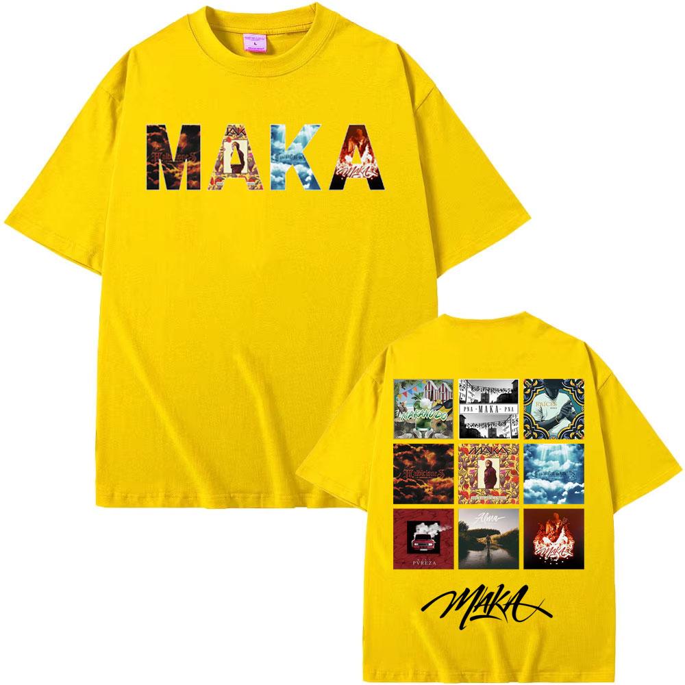 Rapper Maka Music Album Tour 2025 Cover T Shirts Men's Women Harajuku Hip Hop Punk T-shirt Summer Tops O-Neck T Shirt Streetwear