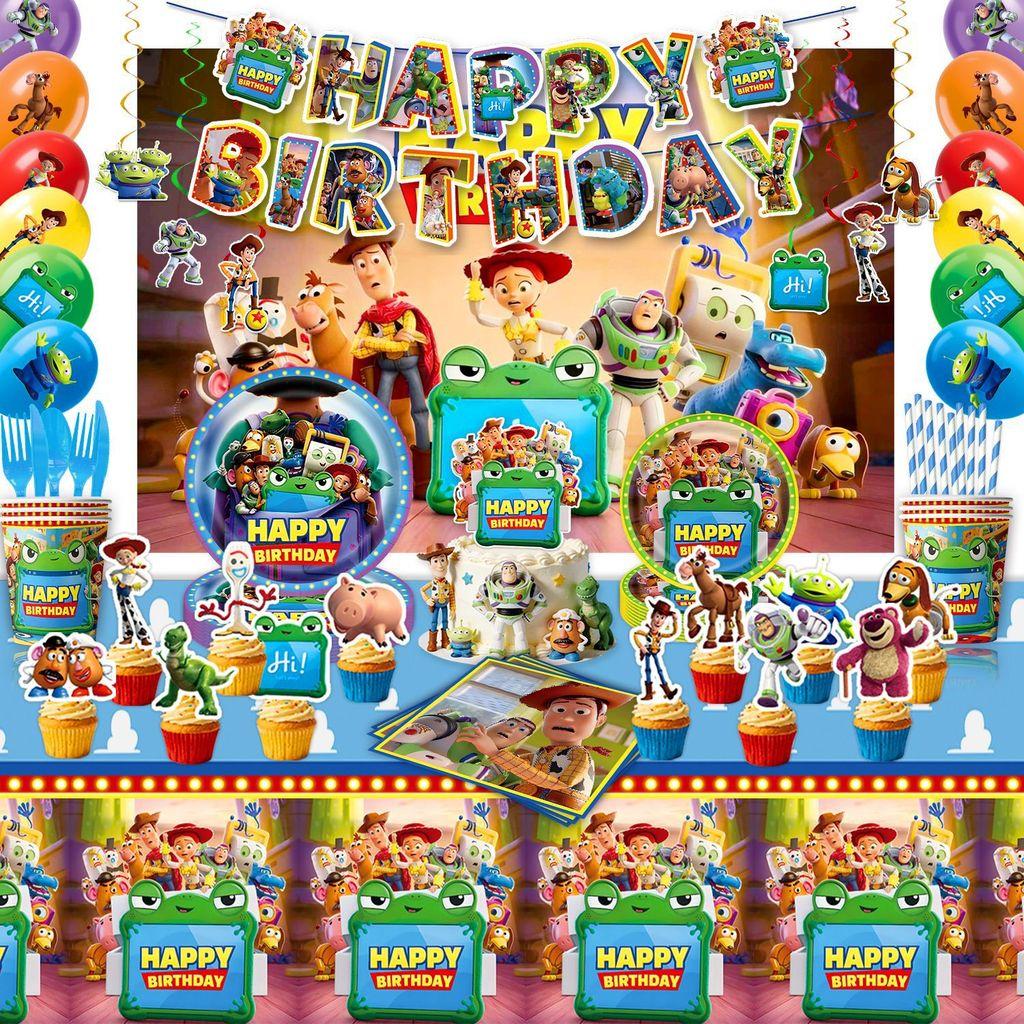 Conjunto de Artigos de Festa Toy Story Com Pratos de Papel e Faixa Para Celebração de Aniversário de Crianças