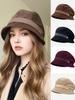 Women's Corduroy Bucket Hat, Korean Style Versatile Cap, Retro Elegant Beret Hat, Face Covering Warm Winter Accessory