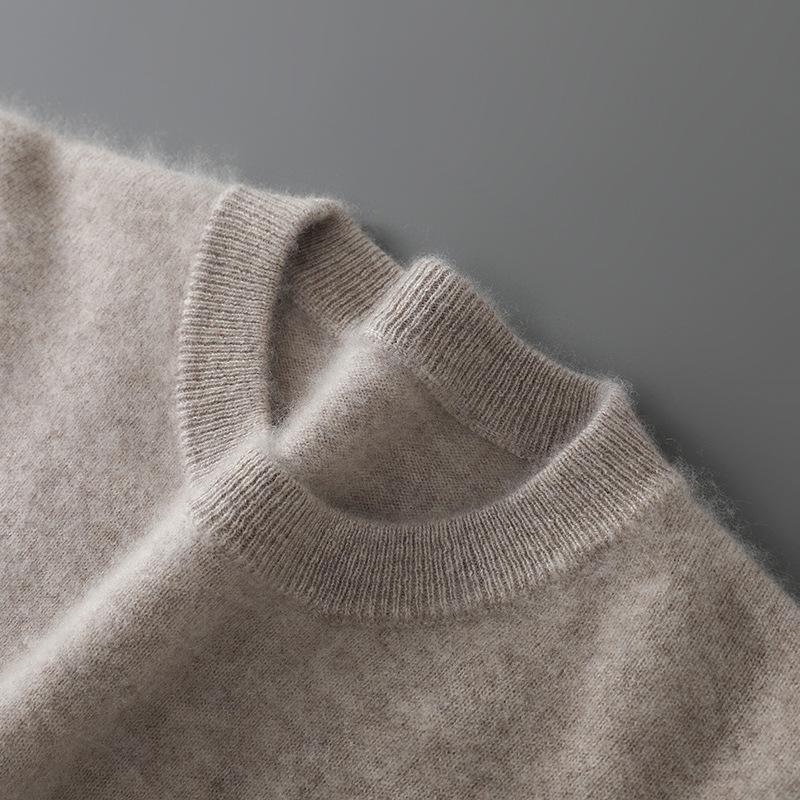 Herrtröja i enfärgad ullstickad casual