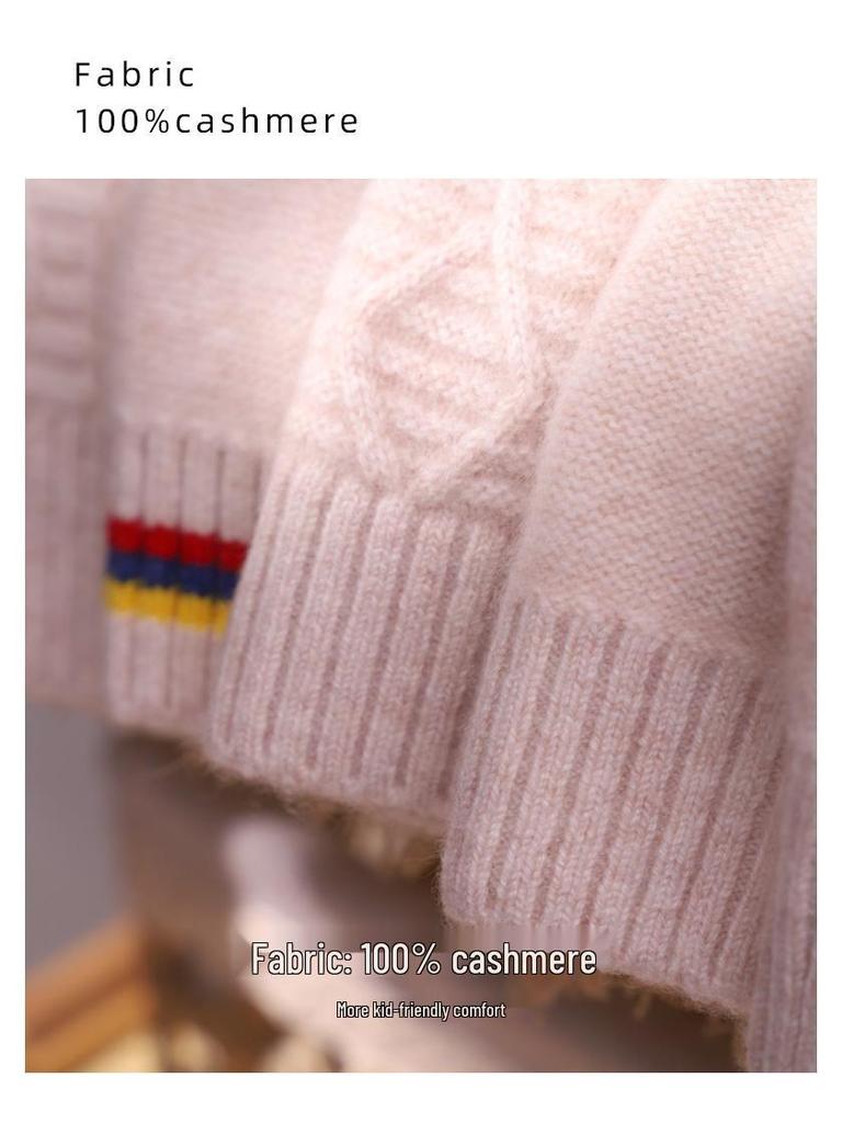 Kleine Schafe springen: Kinder Pullover 100% Kaschmir mit hohem Kragen - Verdickt für Wärme
