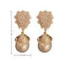 Classic Pearl Drop Earrings Shiny Champagne Pearl Zircon Earrings  For Women