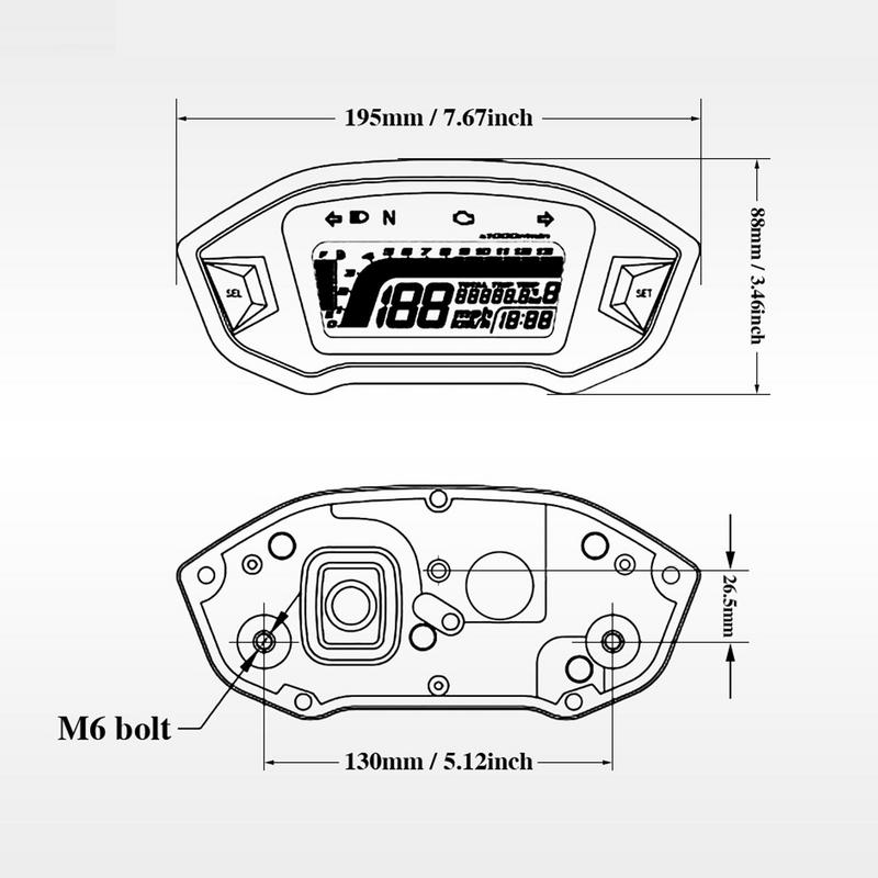 1,2,4 Cylinders Universal Speedometer Motorcycle LCD Digital Odometer Fuel Meter Display Dashboard Speedometer for Honda 1-6Gear
