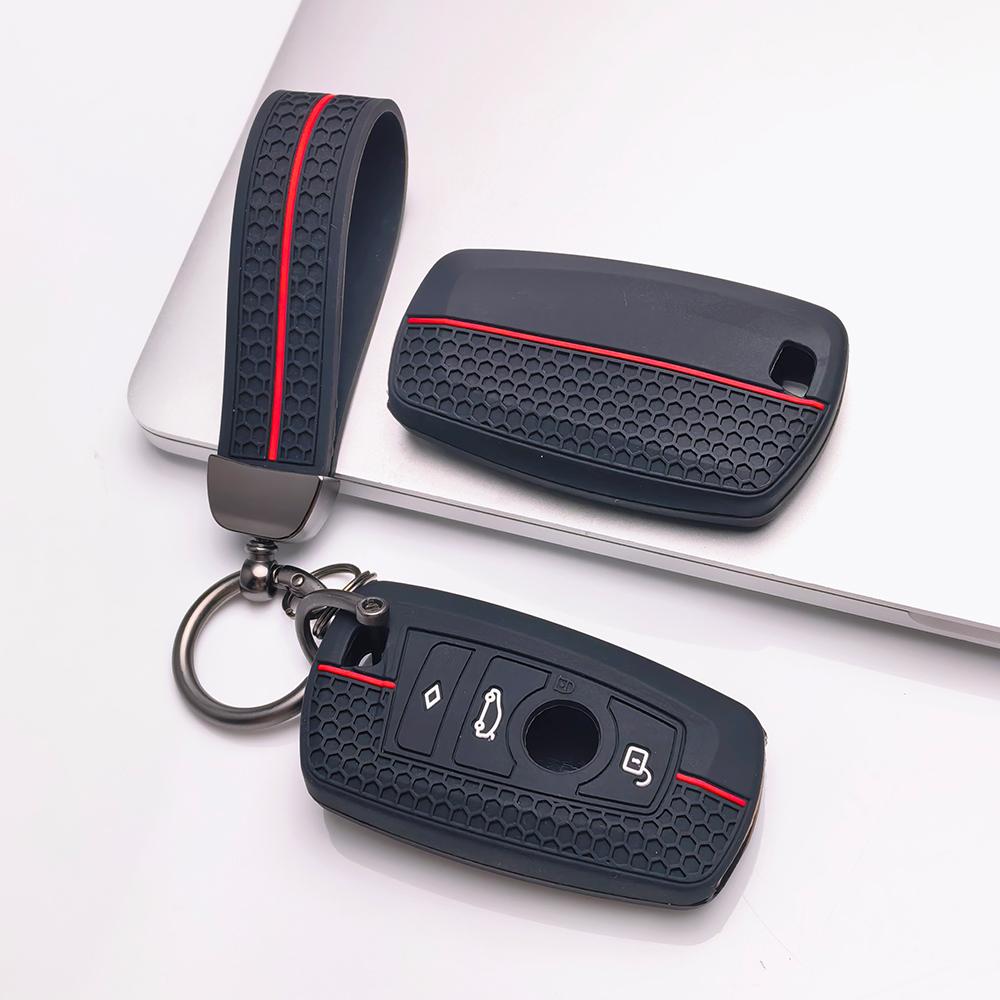 Key Fob Cover for BMW X1 X3 X4 X5 X6 M3 M4 M5 with Keychain Anti-Scratch Guard Shockproof Protection Soft Grip Texture Responsive Button Touch