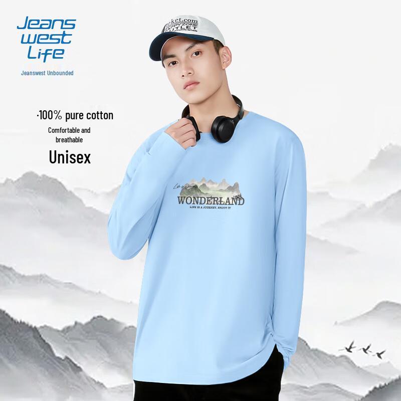 JEANSWEST LIFE Men s Loose-Fit Cotton Long Sleeve T-Shirt 2XL