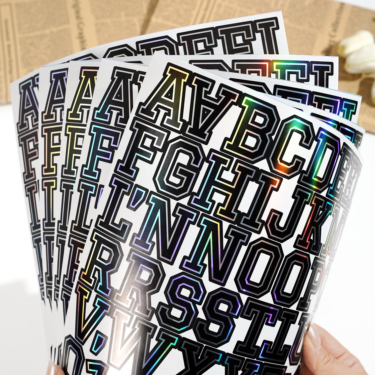 

285PCS 1.5 Inch Laser Letter Stickers Vinyl Varsity Alphabet Number Letter Decals for Helmets Laptop Scrapbook Bottle Craft DIY