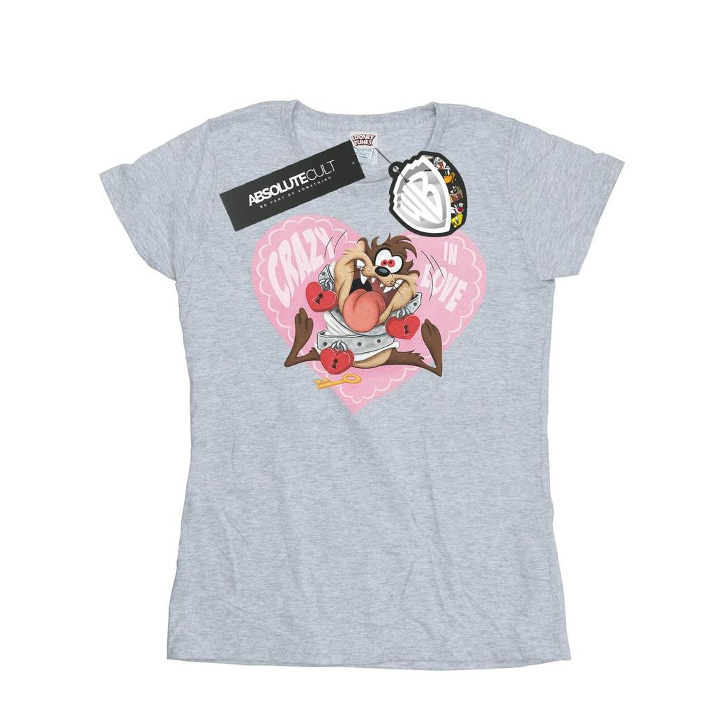 Looney Tunes Womens/Ladies Taz ValentineÂ´s Day Crazy In Love Cotton T-Shirt