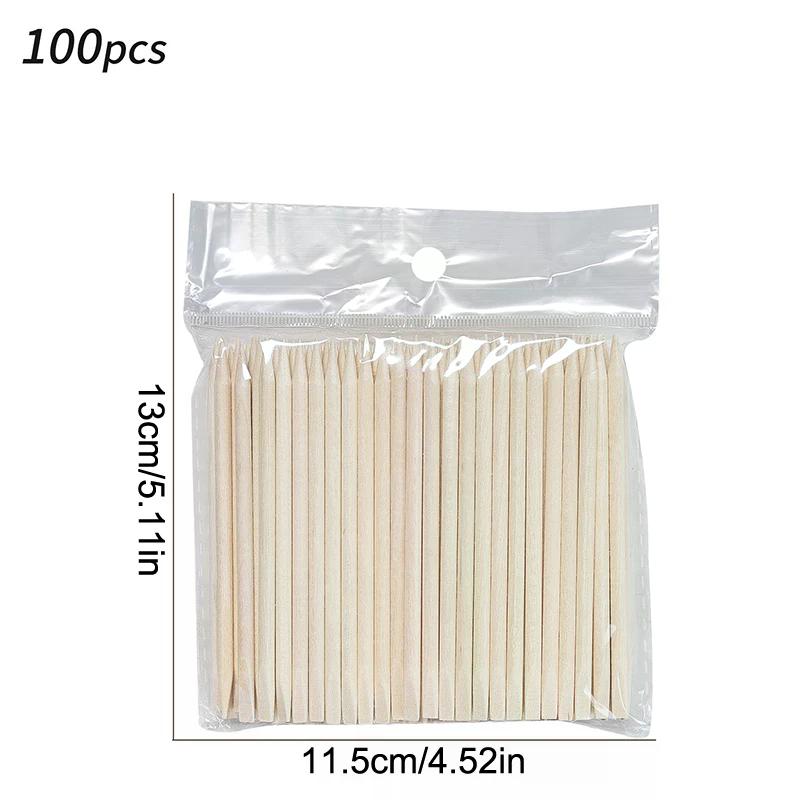 100Pcs/pack Orange Wood Sticks For Cuticle Pusher Cuticle Remove Tool 5 Different Sizes Double Headed Forks For Nails Manicures