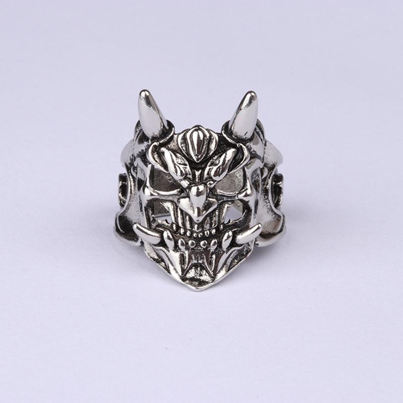 Anillo Máscara Prajna Retro Para Hombre Aleación de Zinc Color Punk Gótico Rock Hiphop Anillo Abierto Hecho a Mano Diseñador Zircón Accesorios Biker Regalo