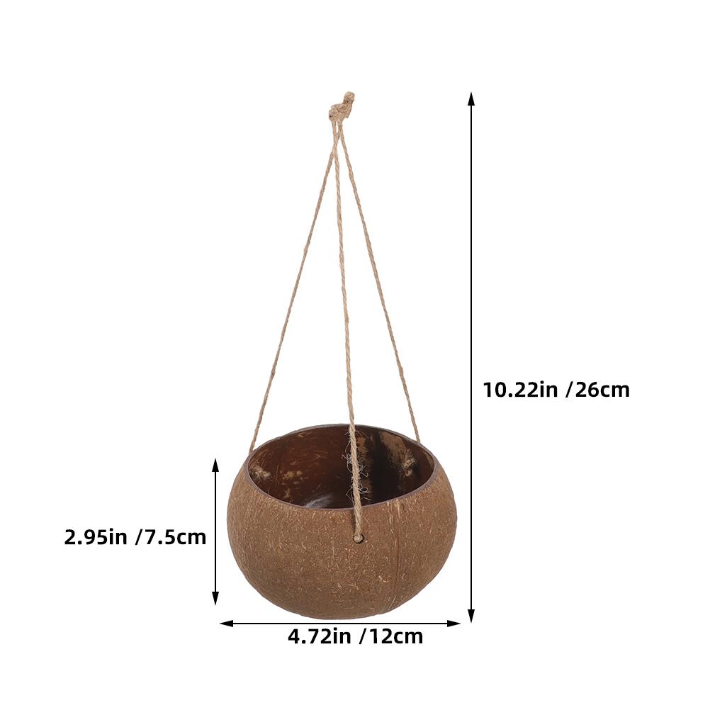 Hängender Kokosnussschalen-Blumentopf für Zimmerpflanzen Balkon Blumentopf Heimdeko Multifunktional Vielseitig Stabiles Seil Design