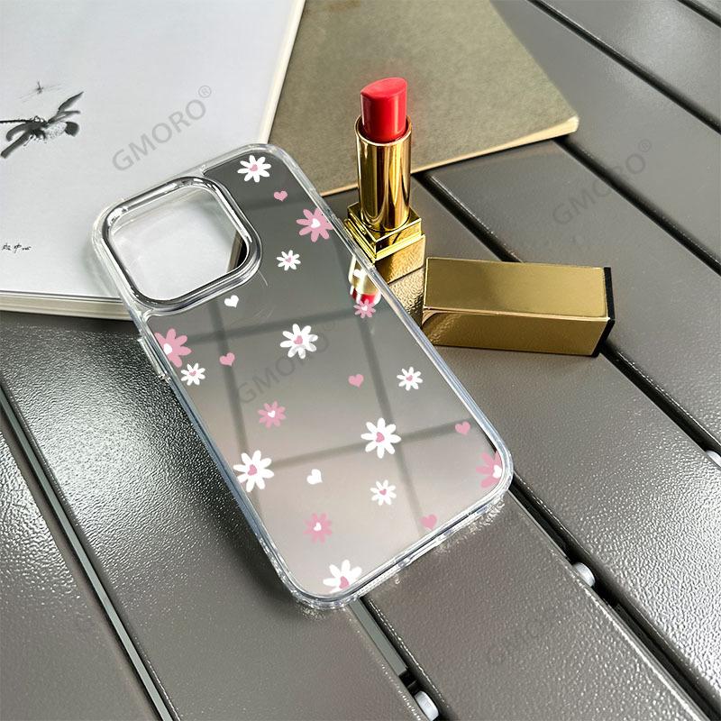 Exclusive for pink love daisy apple 17/16 mirror large hole protective case 13promax mobile phone case