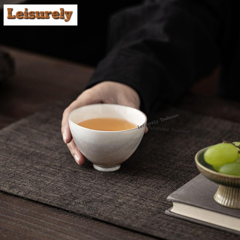 130ML Ink Painting Zhiye Teacup Aesthetic Tea Bowl Tea Cup Set Tea-tasting Fragrance Cup Jianzhan Master Cups Household Cafes