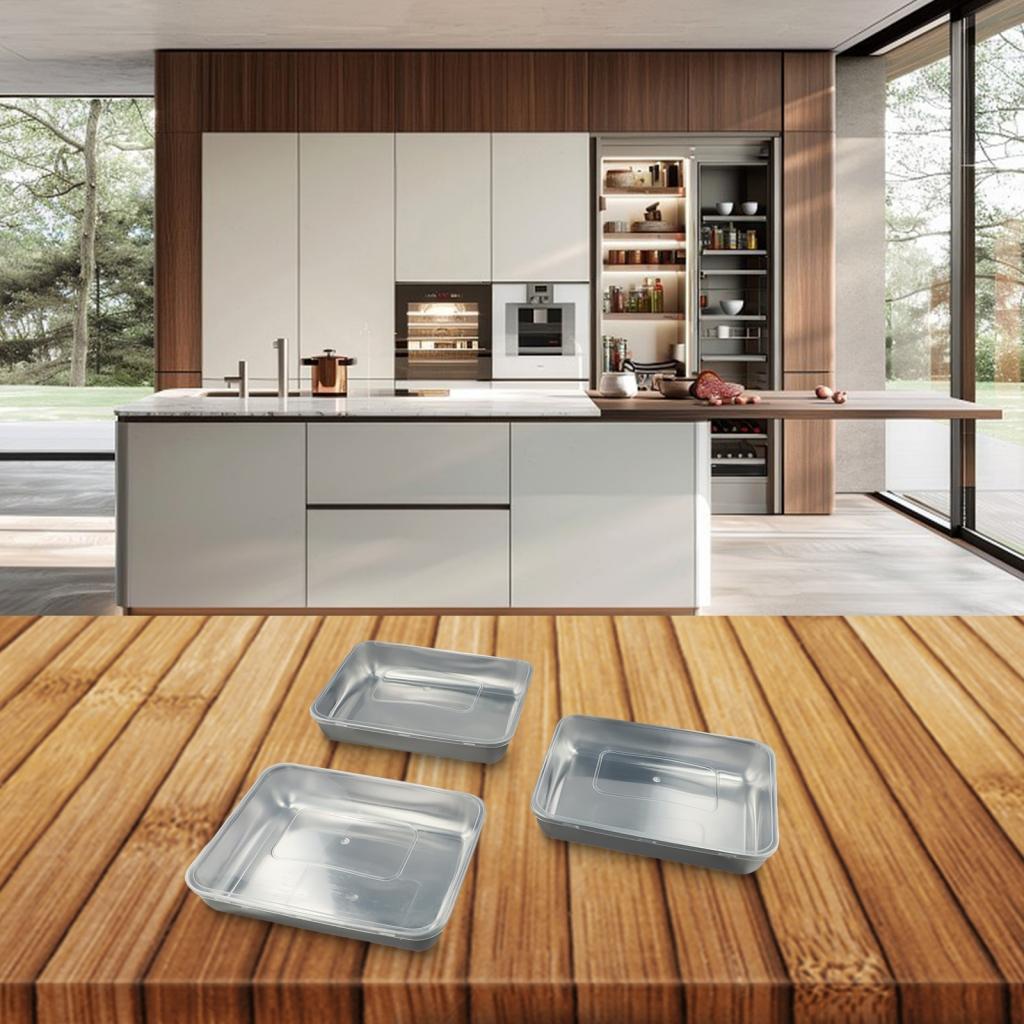 

Cleverly Designed Stainless Steel Storage Boxes with Lids Set of Three