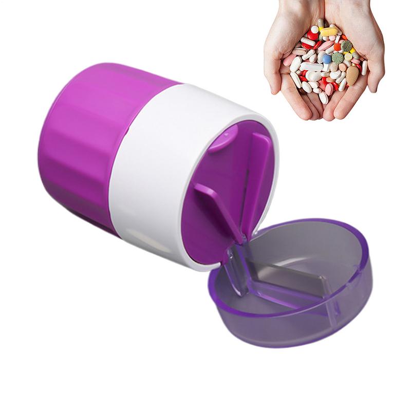 Stainless Steel Pill Cutter 3In1 Pill Storage Box Dust Proof Divider Organizer Crusher Pill Box Hygienic Healthy For Travel