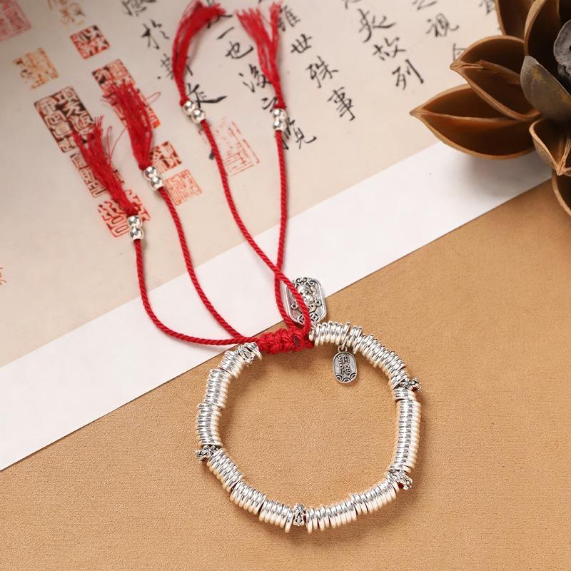 

Original design Tibetan entanglement bracelet, retro hand-woven men s and women s bracelets, high-end broken silver bracelet.