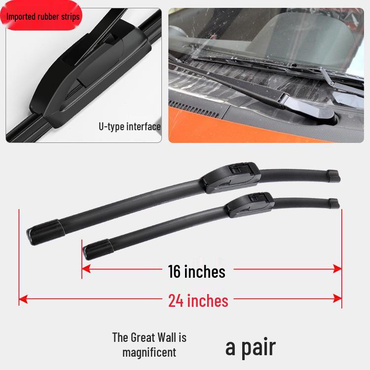 Great Wall Coolcar Boneless Wiper Blades - Universal Front & Rear Rubber Strips