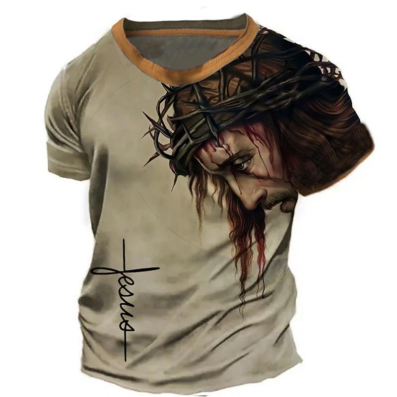 Men's Graphic Cross T Shirt Tee Short Sleeve T shirt 3D Print Crew Neck Shirt Vintage Fashion Designer Casual Daily Outdoor Black