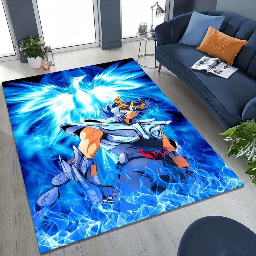 Retro Anime Saint Seiya Gold Saint Cartoon Rug for Bedroom Living Room Sofa Home Doormat Decor,Kids Play Non-slip Floor Mat Gift