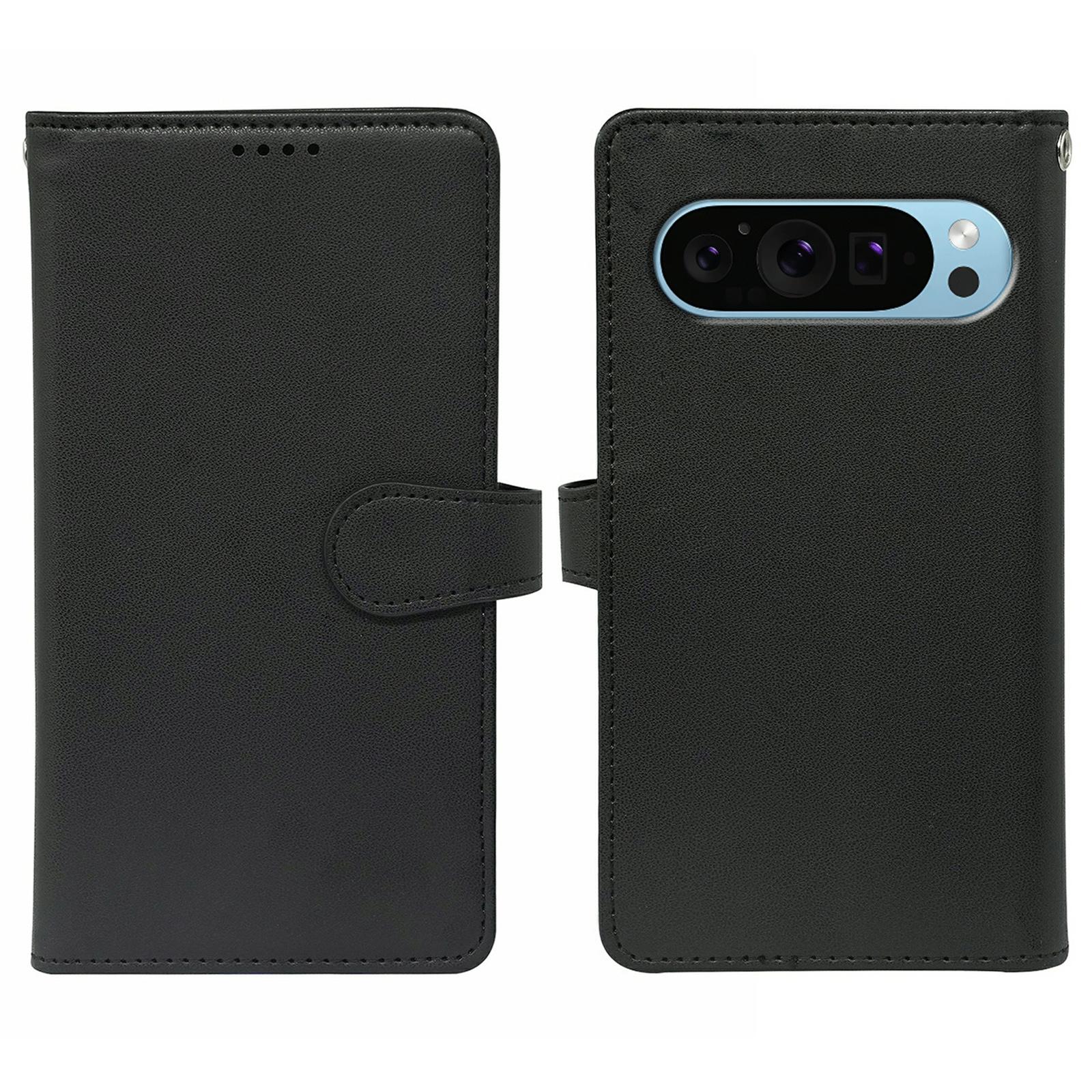 

Phone Case For Google Pixel 10/10 Pro/9/9 Pro PU Leather Stand Cover with 9 Card Slots Black