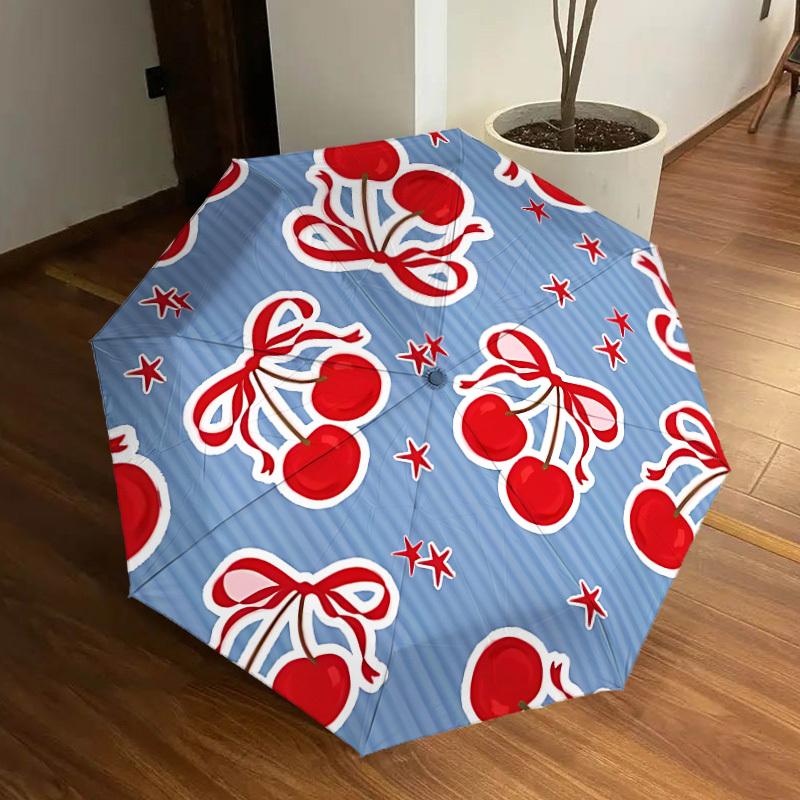 

1pc Cherry Pattern Automatic Open/Close Umbrella, Formal Events - Ideal Gift for Family or Friends, Outdoor Accessory yy251211139
