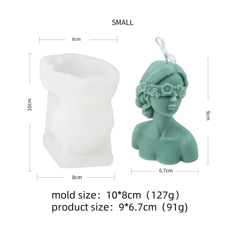 3D Sweet Goddess Candle Silicone Mold Handmade Female Half Body Portrait Aromath Candle DIY Gypsum Resin Molds Home Decor Gift