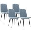 Set of 4 Dining Chairs Upholstered In Velvet with Steel Legs for Living Room 45x54x87 Cm Light Blue