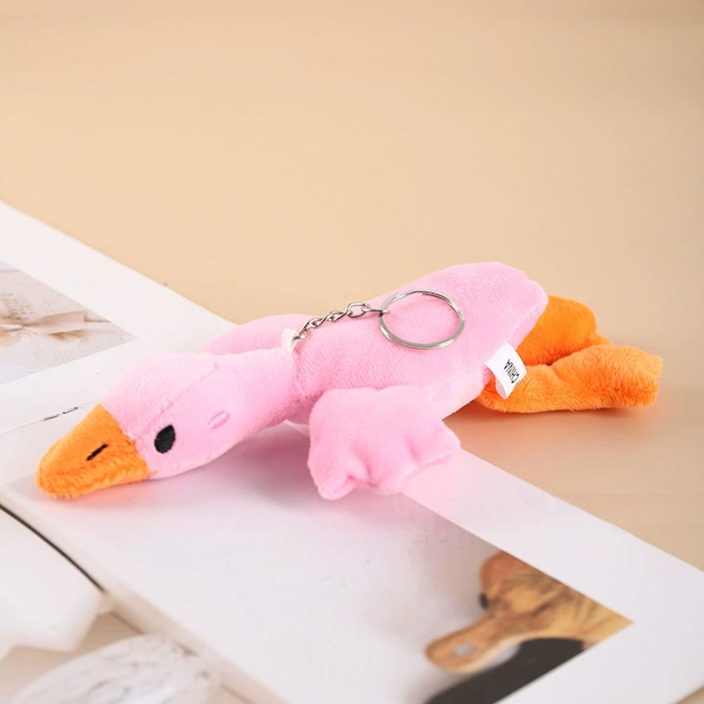 1PC Cute Duck Goose Plush Keychain Soft Stuffed Animal Pendant Fluffy White Goose Toy Kids Birthday Gift Keyring