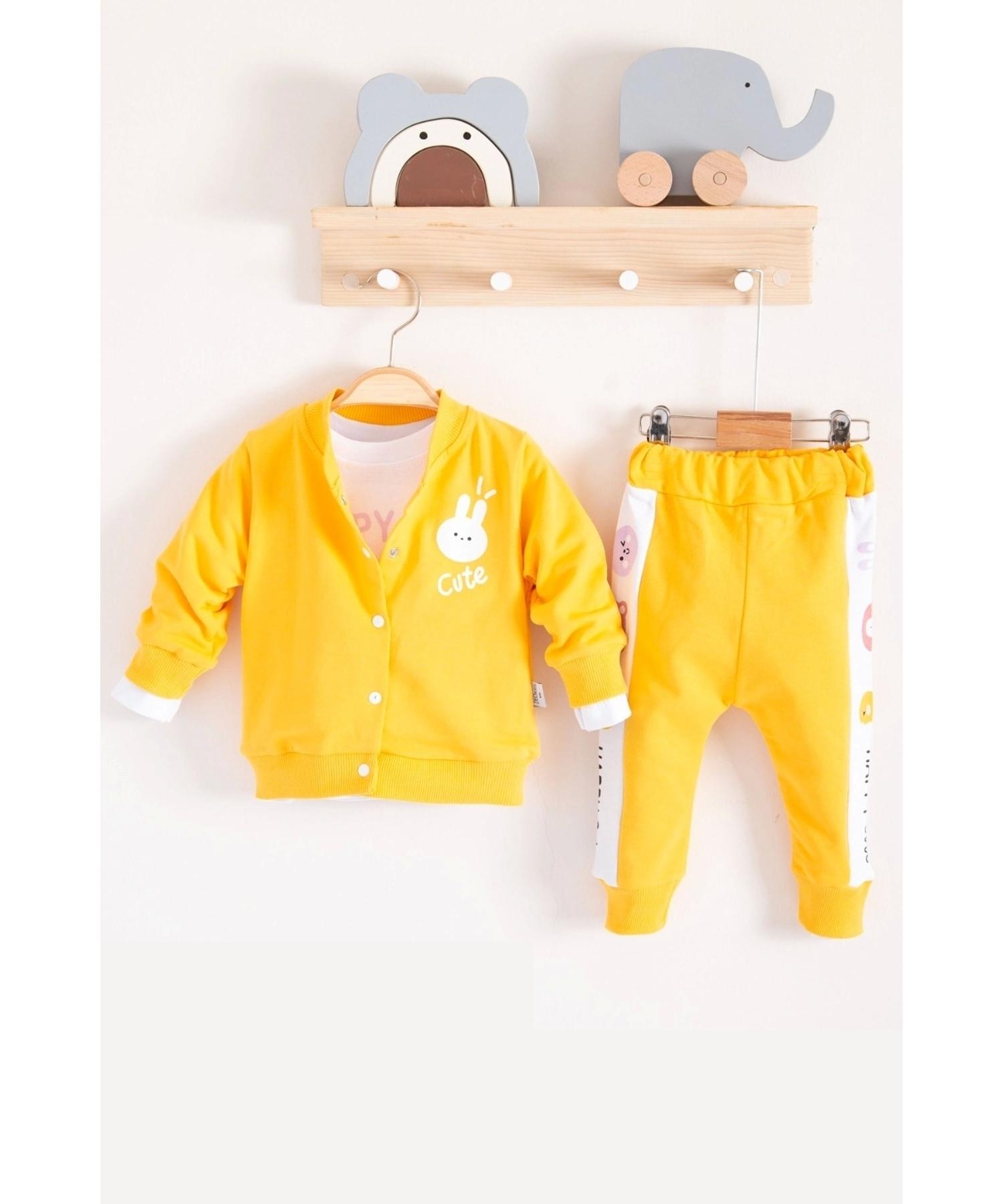 

Cute Funny Patterned Hooded Cotton 3 Piece Baby Girl Set