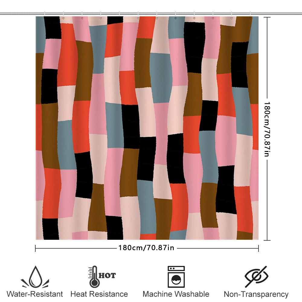 Modern Style Shower Curtain With Colorful Geometric Pattern For Bathroom Decor Polyester Fabric Waterproof Bath Liner Decoration