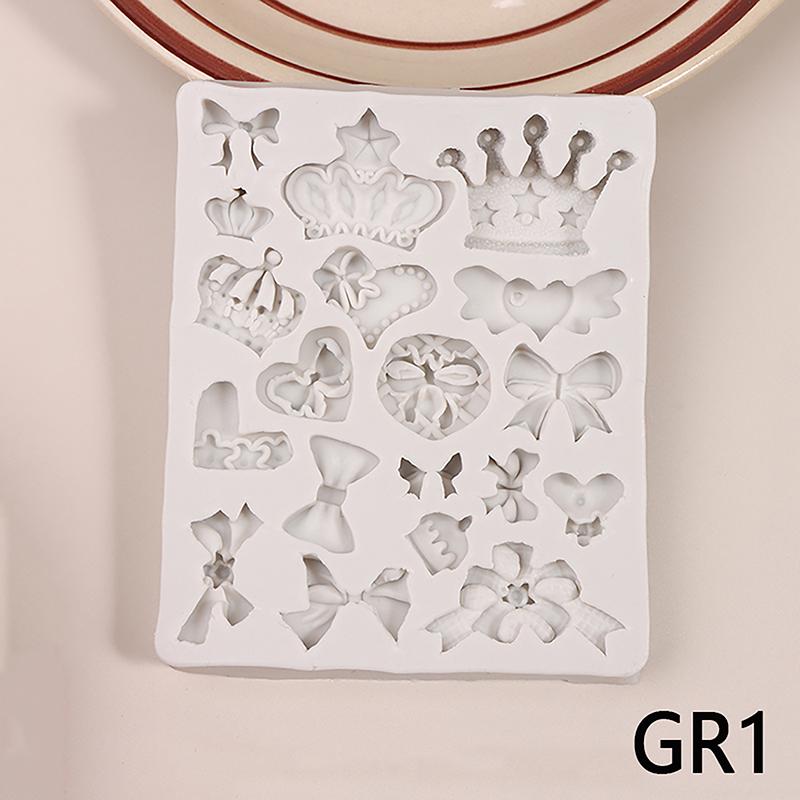 Crown Bowknot Shape 3D Fondant Cake Silicone Mold For Diy Polymer Clay Molds Kitchen Chocolate Pastry Cake Decoration Tool