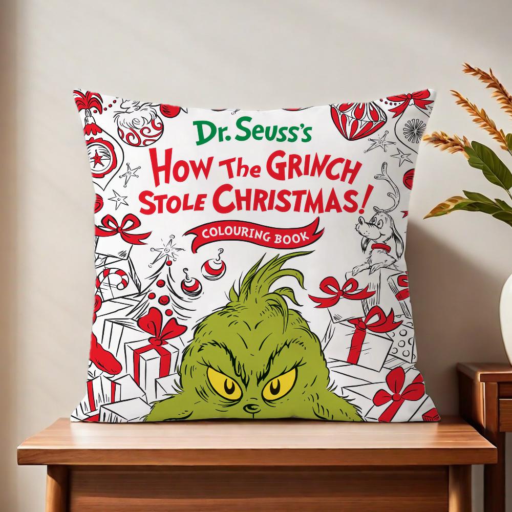 The Cartoon G-Grinch-H Cute Cushion Cover For Pillow Printing Sofa Decoration Home Car Room Coffee Shop Office Nordic Simplicity