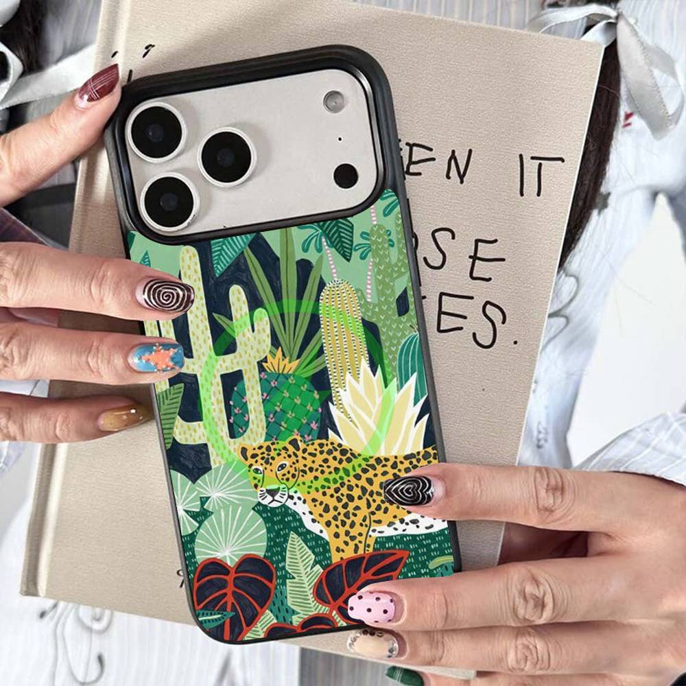 Tropical Jungle Print Leopard Sloth For Magsafe For iPhone Phone Case 17 Air 16 15 14 Plus 13 12 Mini 11 Pro Max Magnetic Cover