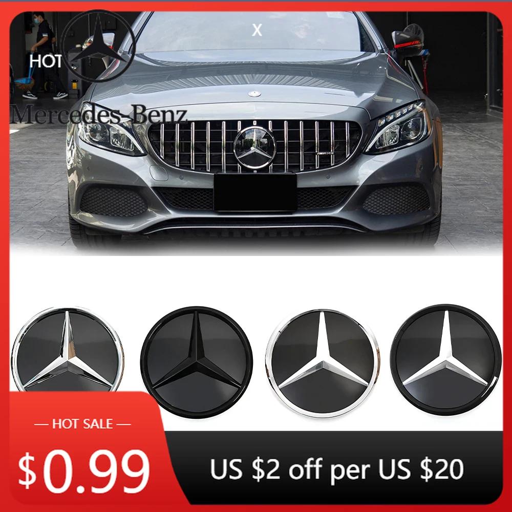 Hot Car Sticker For Mercedes Benz Silver And Black Front Grill Newest 3D Style Emblems W176 W246 W205 W212 W207 W217 W251 R231 W